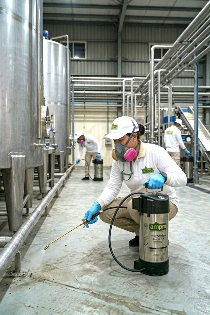 Pest control treatment in food processing plant